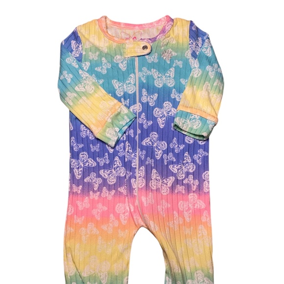 delias 3-6 month sleeper baby butterfly and rainbows super soft pajamas - Picture 2 of 5